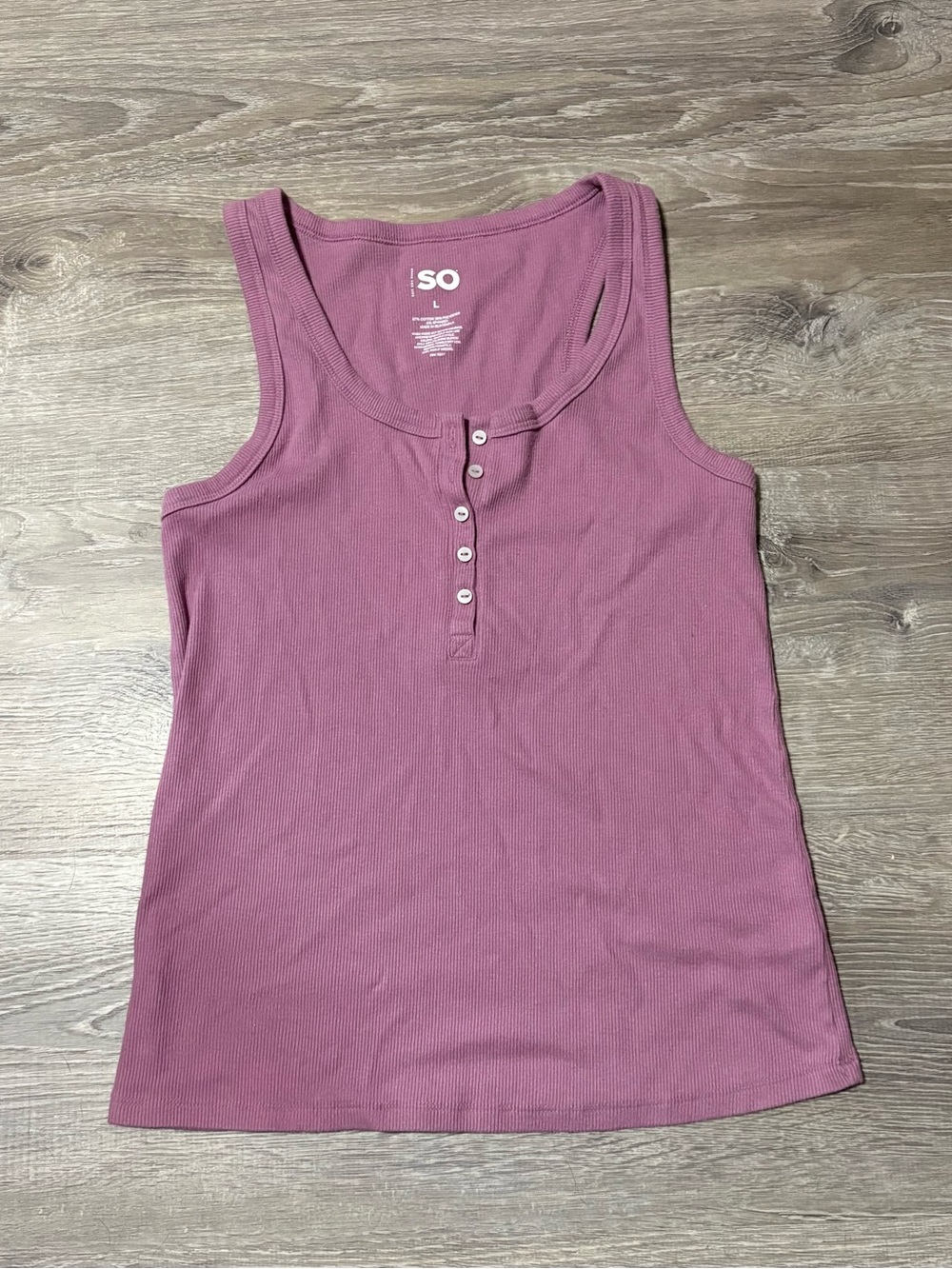 SO Ribbed Henley Tank Top in Mauve